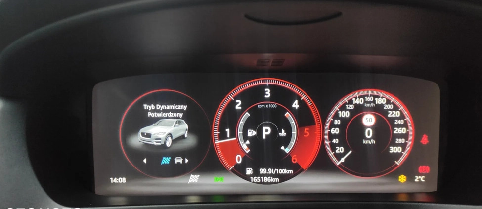 Jaguar F-Pace cena 88900 przebieg: 165200, rok produkcji 2017 z Kisielice małe 781